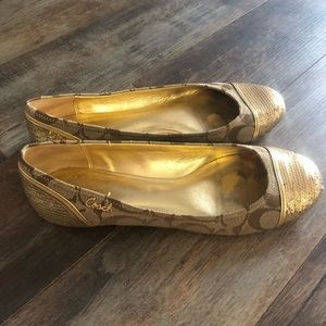 Coach Brown/Gold Sequin Flats